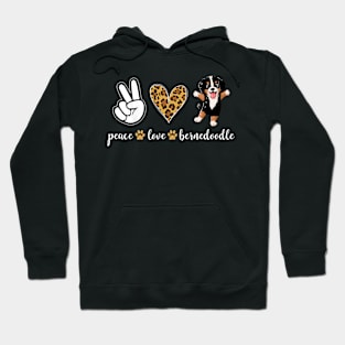 Peace Love Bernedoodle funny Dog Hoodie